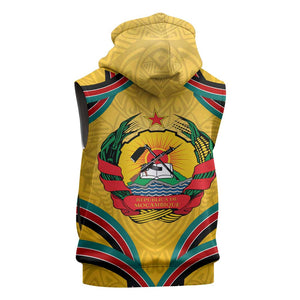 Mozambique Sleeveless Hoodie Yellow Red Green Swirl Independence Day - African Pride