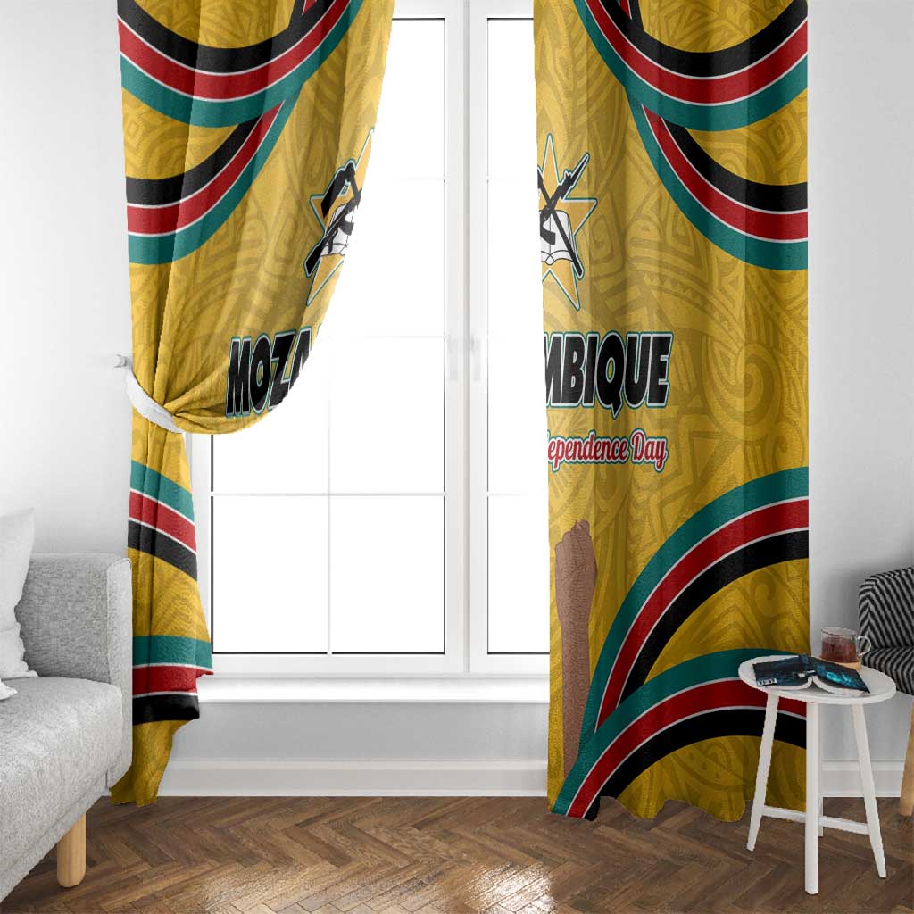 Mozambique Window Curtain Yellow Red Green Swirl Independence Day - African Pride