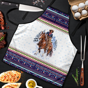 Nat Love African American Cowboy Apron Winter Snow Fair Isle Pattern Western Graphic Art