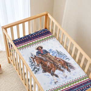 Nat Love African American Cowboy Baby Bed Cover Winter Snow Fair Isle Pattern Western Graphic Art