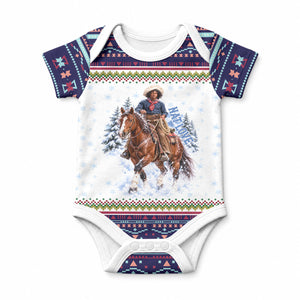 Nat Love African American Cowboy Baby Onesie Winter Snow Fair Isle Pattern Western Graphic Art
