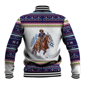 Nat Love African American Cowboy Baseball Jacket Winter Snow Fair Isle Pattern Western Graphic Art