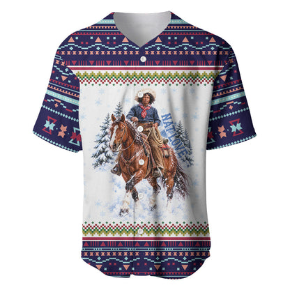 Nat Love African American Cowboy Baseball Jersey Winter Snow Fair Isle Pattern Western Graphic Art
