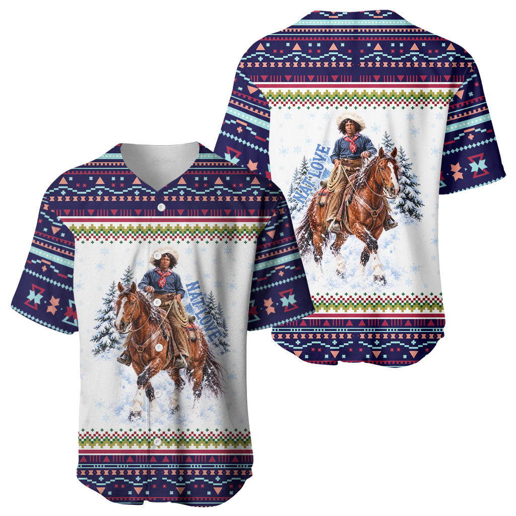 Nat Love African American Cowboy Baseball Jersey Winter Snow Fair Isle Pattern Western Graphic Art