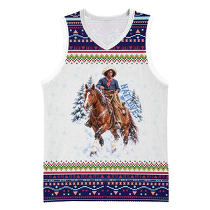Nat Love African American Cowboy Basketball Jersey Winter Snow Fair Isle Pattern Western Graphic Art