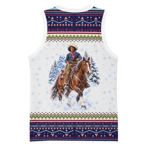 Nat Love African American Cowboy Basketball Jersey Winter Snow Fair Isle Pattern Western Graphic Art
