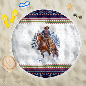 Nat Love African American Cowboy Beach Blanket Winter Snow Fair Isle Pattern Western Graphic Art