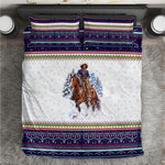 Nat Love African American Cowboy Bedding Set Winter Snow Fair Isle Pattern Western Graphic Art