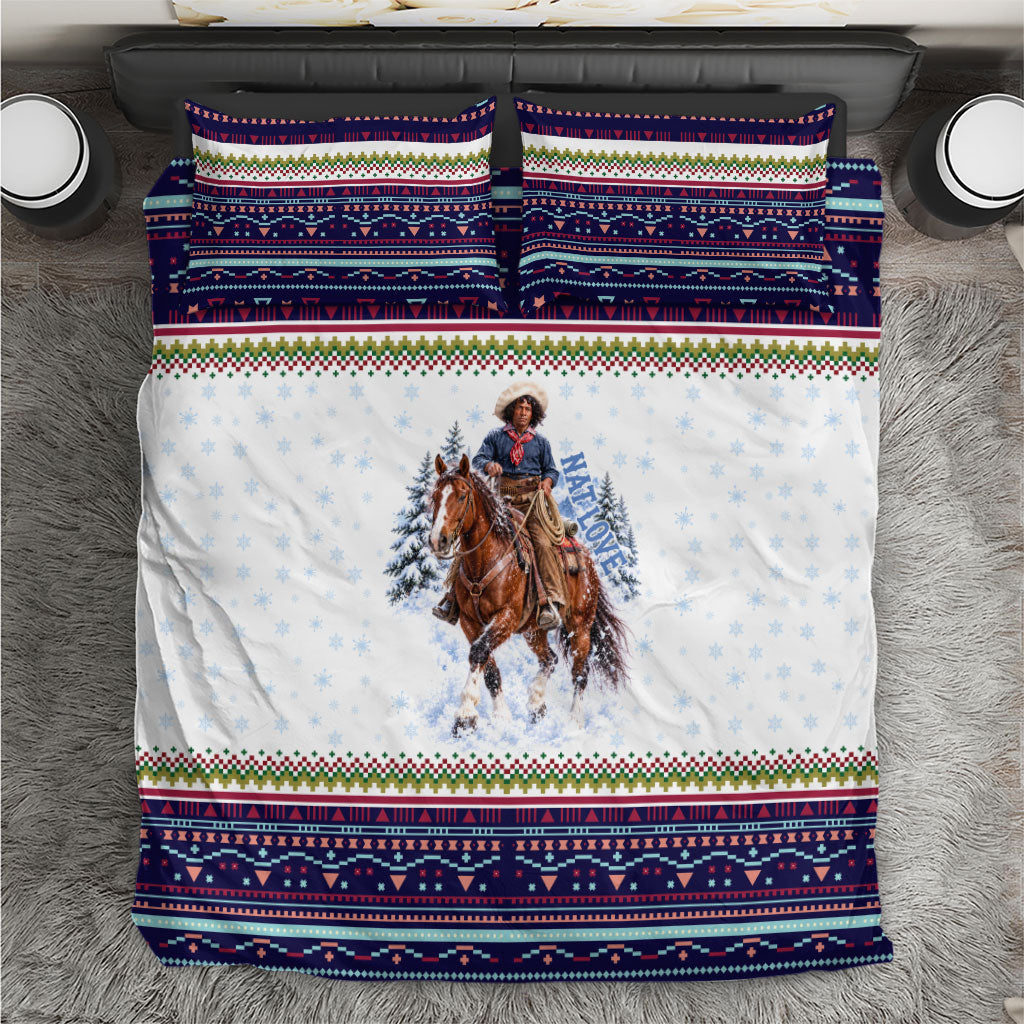 Nat Love African American Cowboy Bedding Set Winter Snow Fair Isle Pattern Western Graphic Art