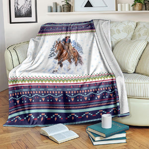 Nat Love African American Cowboy Blanket Winter Snow Fair Isle Pattern Western Graphic Art