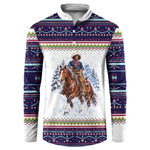 Nat Love African American Cowboy Button Sweatshirt Winter Snow Fair Isle Pattern Western Graphic Art
