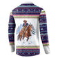 Nat Love African American Cowboy Button Sweatshirt Winter Snow Fair Isle Pattern Western Graphic Art