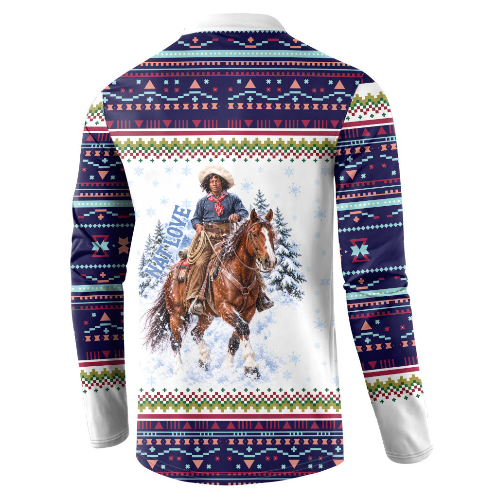 Nat Love African American Cowboy Button Sweatshirt Winter Snow Fair Isle Pattern Western Graphic Art