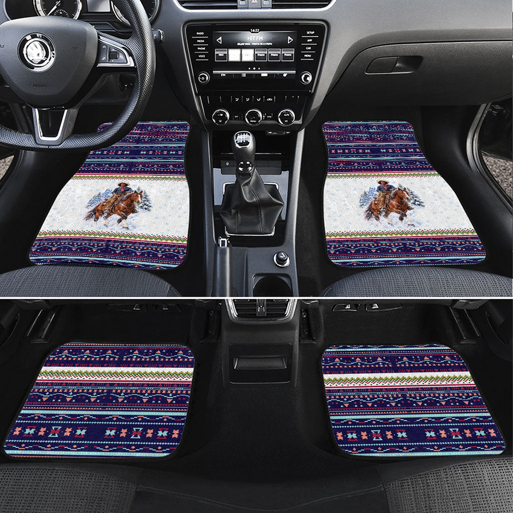 Nat Love African American Cowboy Car Mats Winter Snow Fair Isle Pattern Western Graphic Art