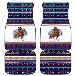 Nat Love African American Cowboy Car Mats Winter Snow Fair Isle Pattern Western Graphic Art