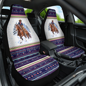 Nat Love African American Cowboy Car Seat Cover Winter Snow Fair Isle Pattern Western Graphic Art