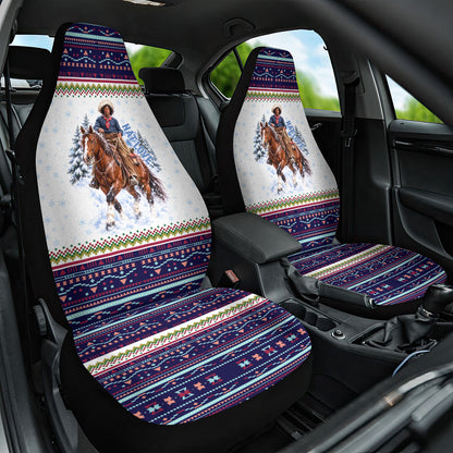 Nat Love African American Cowboy Car Seat Cover Winter Snow Fair Isle Pattern Western Graphic Art
