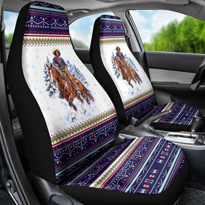 Nat Love African American Cowboy Car Seat Cover Winter Snow Fair Isle Pattern Western Graphic Art