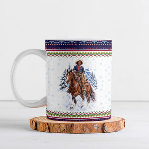 Nat Love African American Cowboy Ceramic Mug Winter Snow Fair Isle Pattern Western Graphic Art