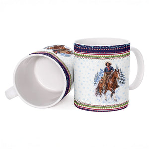 Nat Love African American Cowboy Ceramic Mug Winter Snow Fair Isle Pattern Western Graphic Art