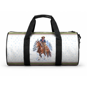 Nat Love African American Cowboy Duffle Bag Winter Snow Fair Isle Pattern Western Graphic Art