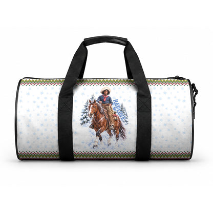 Nat Love African American Cowboy Duffle Bag Winter Snow Fair Isle Pattern Western Graphic Art