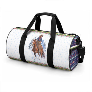 Nat Love African American Cowboy Duffle Bag Winter Snow Fair Isle Pattern Western Graphic Art