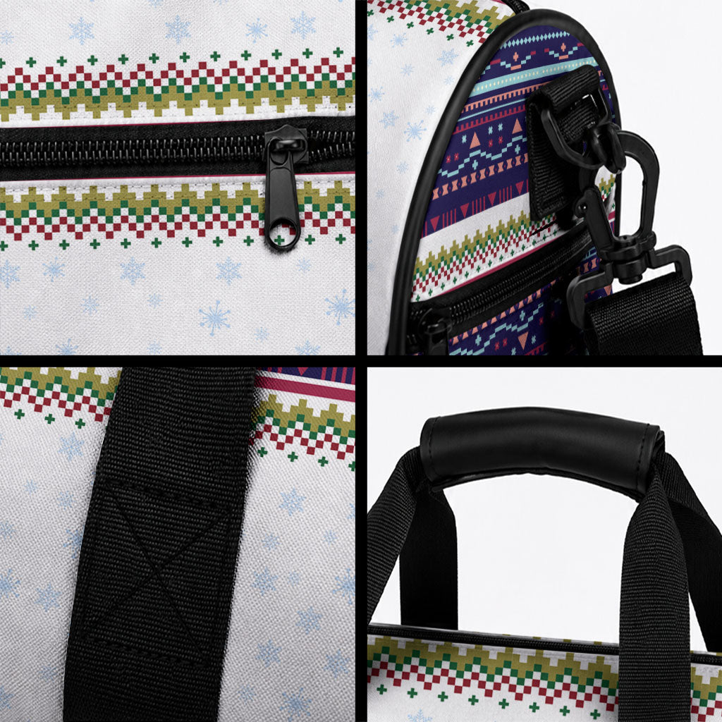 Nat Love African American Cowboy Duffle Bag Winter Snow Fair Isle Pattern Western Graphic Art