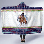 Nat Love African American Cowboy Hooded Blanket Winter Snow Fair Isle Pattern Western Graphic Art
