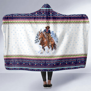 Nat Love African American Cowboy Hooded Blanket Winter Snow Fair Isle Pattern Western Graphic Art