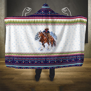 Nat Love African American Cowboy Hooded Blanket Winter Snow Fair Isle Pattern Western Graphic Art