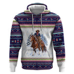 Nat Love African American Cowboy Hoodie Winter Snow Fair Isle Pattern Western Graphic Art