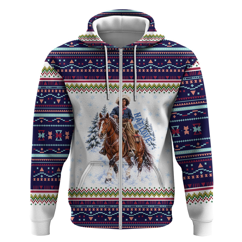 Nat Love African American Cowboy Hoodie Winter Snow Fair Isle Pattern Western Graphic Art