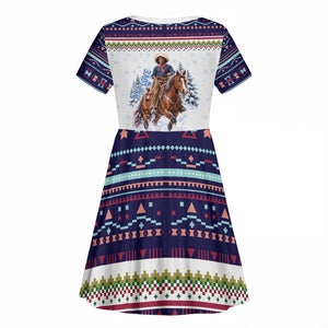 Nat Love African American Cowboy Kid Short Sleeve Dress Winter Snow Fair Isle Pattern Western Graphic Art