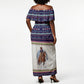 Nat Love African American Cowboy Off Shoulder Maxi Dress Winter Snow Fair Isle Pattern Western Graphic Art