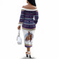 Nat Love African American Cowboy Off The Shoulder Long Sleeve Dress Winter Snow Fair Isle Pattern Western Graphic Art