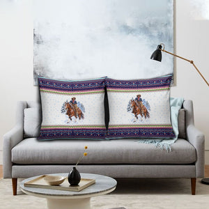 Nat Love African American Cowboy Pillow Cover Winter Snow Fair Isle Pattern Western Graphic Art