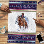 Nat Love African American Cowboy Puzzle Winter Snow Fair Isle Pattern Western Graphic Art