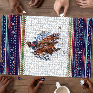 Nat Love African American Cowboy Puzzle Winter Snow Fair Isle Pattern Western Graphic Art