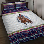Nat Love African American Cowboy Quilt Bed Set Winter Snow Fair Isle Pattern Western Graphic Art