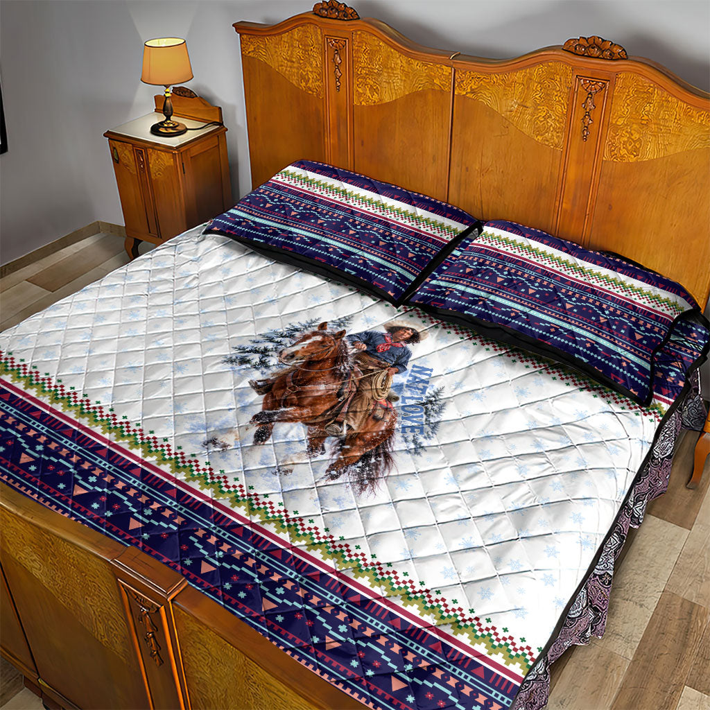 Nat Love African American Cowboy Quilt Bed Set Winter Snow Fair Isle Pattern Western Graphic Art