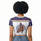 Nat Love African American Cowboy Raglan Cropped T shirt Winter Snow Fair Isle Pattern Western Graphic Art