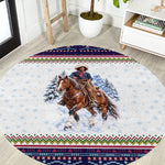 Nat Love African American Cowboy Round Carpet Winter Snow Fair Isle Pattern Western Graphic Art