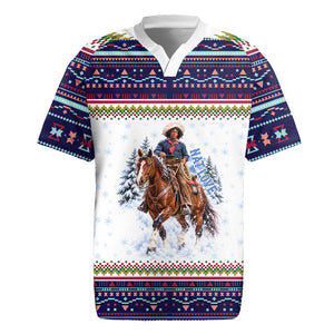 Nat Love African American Cowboy Rugby Jersey Winter Snow Fair Isle Pattern Western Graphic Art