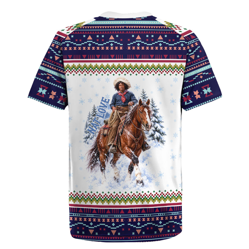 Nat Love African American Cowboy Rugby Jersey Winter Snow Fair Isle Pattern Western Graphic Art