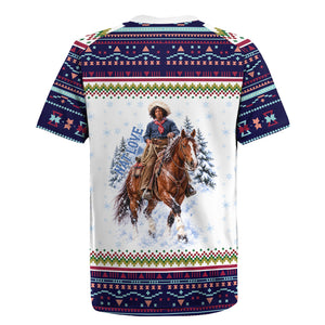 Nat Love African American Cowboy Rugby Jersey Winter Snow Fair Isle Pattern Western Graphic Art