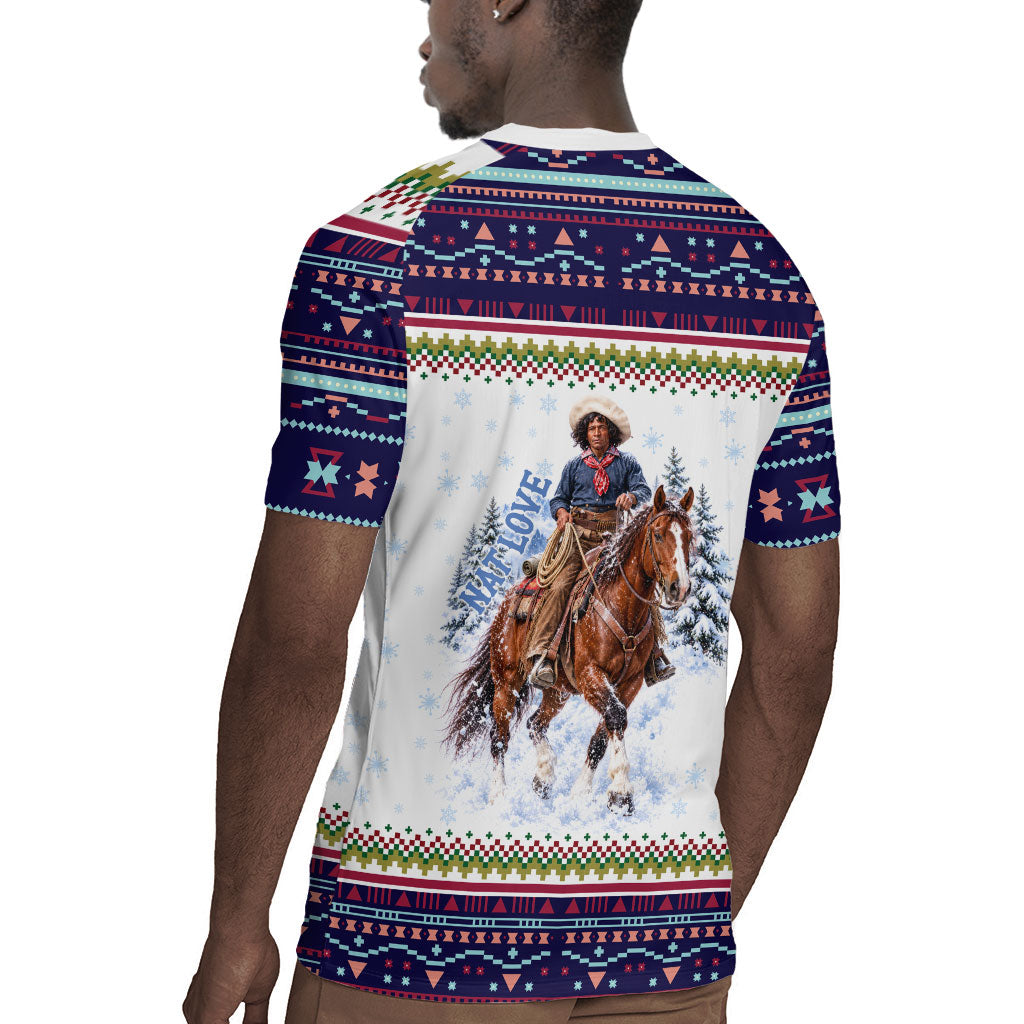 Nat Love African American Cowboy Rugby Jersey Winter Snow Fair Isle Pattern Western Graphic Art