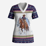 Nat Love African American Cowboy Scrub Top Winter Snow Fair Isle Pattern Western Graphic Art