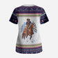Nat Love African American Cowboy Scrub Top Winter Snow Fair Isle Pattern Western Graphic Art