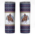 Nat Love African American Cowboy Skinny Tumbler Winter Snow Fair Isle Pattern Western Graphic Art